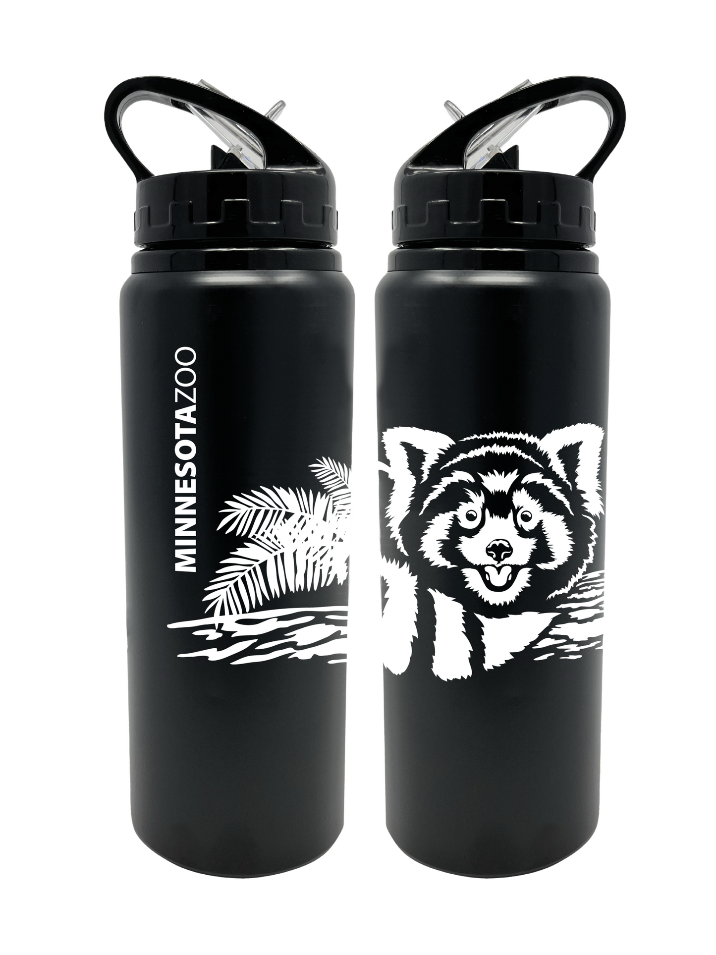 Red Panda Silhouette Minnesota Zoo Logo Water Bottle in Black
