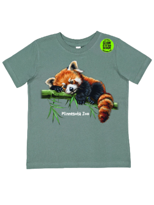 Baby Red Panda Toddler Short-Sleeve Glow in the Dark T-Shirt in Basil