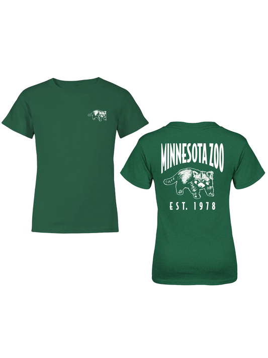 Red Panda Minnesota Zoo Logo Youth Short-Sleeve T-Shirt in Forest Green