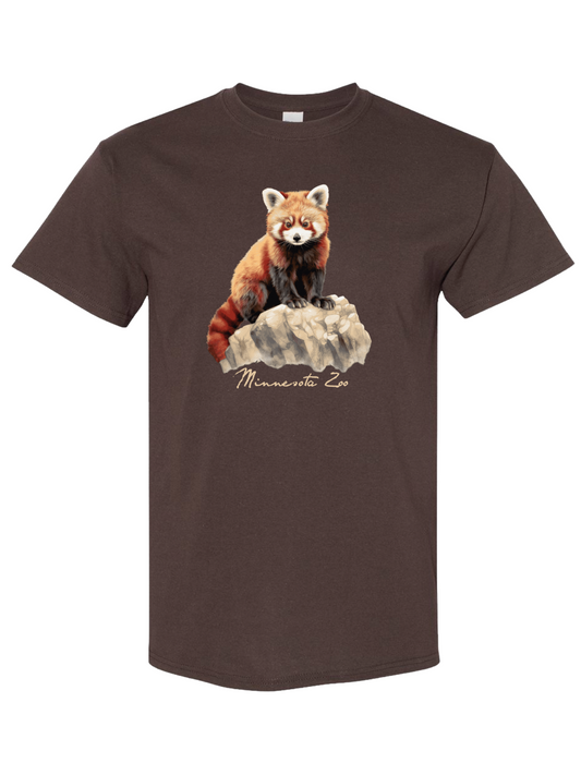 Red Panda Watercolor Short-Sleeve Adult T-Shirt in Dark Chocolate