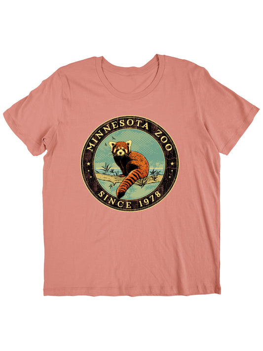 Sitting Red Panda Minnesota Zoo Short-Sleeve Ladies T-Shirt in Dusty Rose