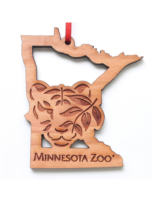 Minnesota Zoo Logo in Shape of State Wooden Ornament